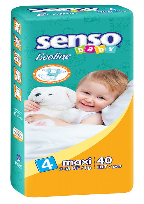 SENSO BABY ECOLINE Подгузники для детей с кремом-бальзамом  D4-40