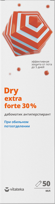 VITATEKA Антиперспирант «Dry extra forte» дабоматик от обильного потоотделения 30%, 50 мл