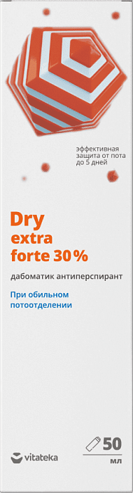 VITATEKA Антиперспирант «Dry extra forte» дабоматик от обильного потоотделения 30%, 50 мл
