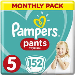 PAMPERS Pants Детские одноразовые подгузники-трусики для мальчиков и девочек Junior, 152шт
