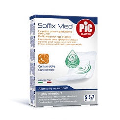 Пластырь Soffix Med стерильный послеоперационный адаптивный с антибактериальной подушечкой для чувствительной кожи, см: 5 х 7 №5