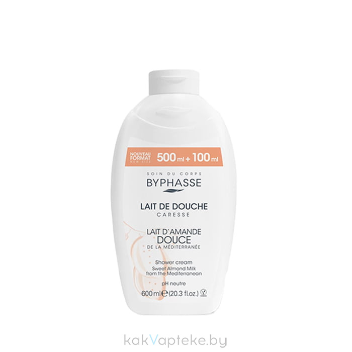 BYPHASSE Крем-гель для душа CARESSE Миндальное Молочко, 600 мл