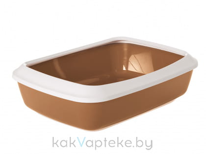 Savic Туалет  для кошек "Iriz 42", со съёмным ободом ,пластик, белый/коричневый, 42х31х12.5см,