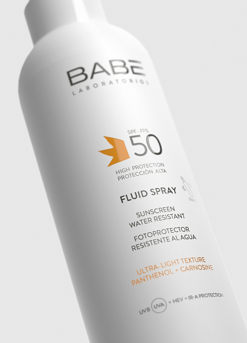 LABORATORIOS BABE Солнцезащитный водостойкий флюид-спрей для тела SPF 50 / Fluid Spray SPF 50, 200мл