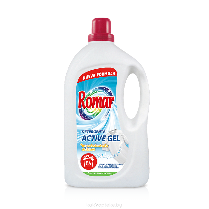 ROMAR Концентрированный гель для стирки белого белья "АКТИВНЫЙ ГЕЛЬ", 3л
