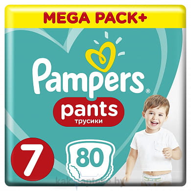 PAMPERS Pants Детские одноразовые подгузники-трусики для мальчиков и девочек (Size 7)  80шт