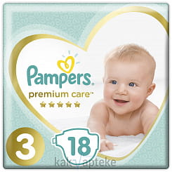PAMPERS Premium Care Детские одноразовые подгузники (Midi), 18 шт