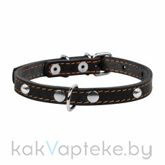CoLLaR Ошейник одинарный  для собак,с украшением, ширина 12мм, длина 24-32см, черный