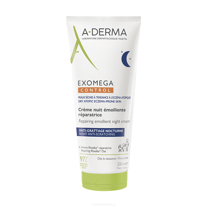 A-DERMA EXOMEGA CONTROL Восстанавливающий смягчающий ночной крем-эмолент 200 мл