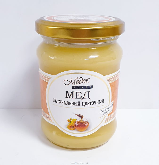 Мед натуральный цветочный 0,350 кг. стекло
