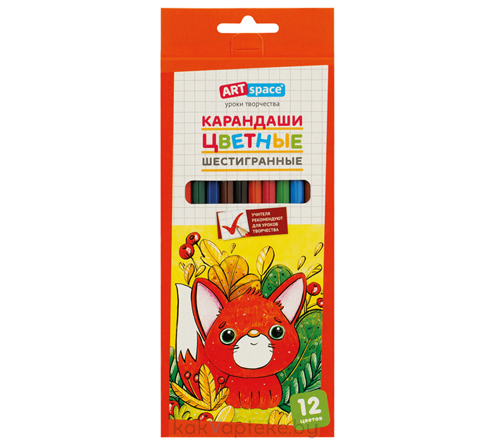 ArtSpace Карандаши 12цв. "Милые зверушки", заточен.,( карт. уп., европодвес )