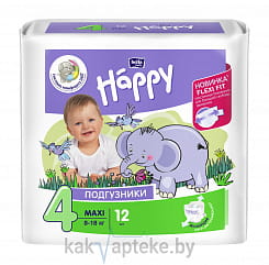 Bella Baby Happy Maxi Подгузники гигиенические для детей (Flexi Fit), 12 шт