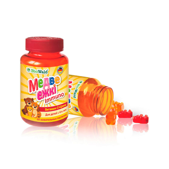 БАД Медве ежкi immuno (Витамин С+ цинк) "BioWald" жев.паст. 2г № 60