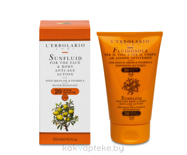 L'Erbolario Солнцезащитное молочко для лица и тела, предупреждающий старение с антивозрастным действием SPF 20 125 мл