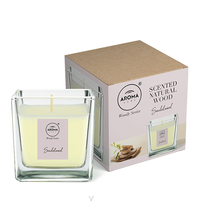 Aroma HOME Свеча ароматизированная для дома Woody Series Cande SANDALWOOD, 155 гр