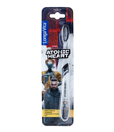 Longa Vita зубная щетка для взрослых (ATOMIC HEARTсредней жесткости), арт F-07 1 шт