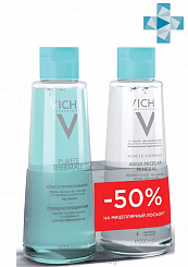 VICHY PURETE THERMALE Дуопак (Тоник совершенствующий д/чувст.кожи 200 мл + Вода мицеллярная с минералами д/чувств. кожи лица, глаз и губ 200 мл-50%)