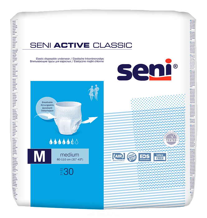 SENI ACTIVE CLASSIC medium Трусы впитывающие для взрослых 30 шт