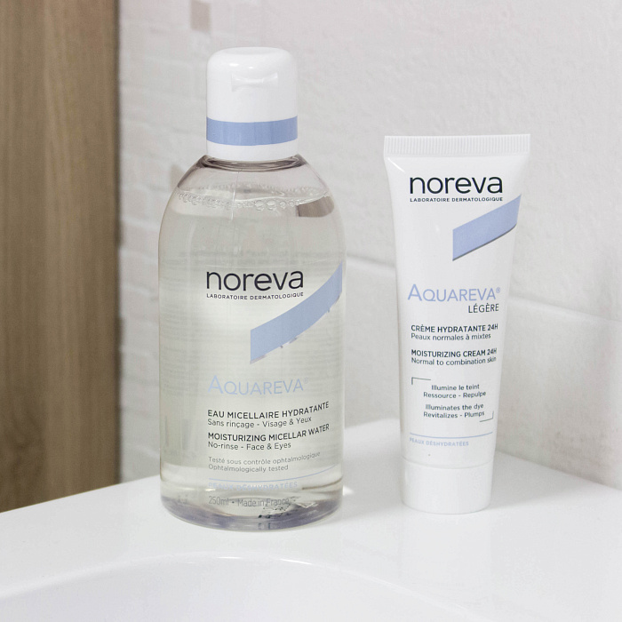 NOREVA АКВАРЕВА Увлажняющий крем для лица 24 ч, легкая текстура, 40 мл