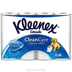 Kleenex Cottonelle Туалетная бумага (2 слоя) 12 рулонов (Clean Care Delicate White)
