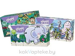 Bella Baby Happy Салфетки бумажные универсальные двухслойные 150 шт. (звери)