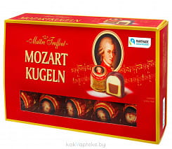 Шоколадные конфеты “Mozartkugeln”(Фисташковый марципан, марципан и пралине в молочном и темном шоколаде), 200 г