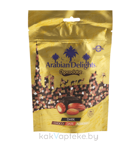 Arabian Delights Конфеты глазированные с начинкой "Финики с миндалем в темной шоколадной глазури" 90 г