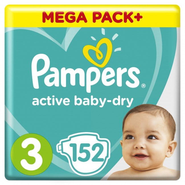 PAMPERS Active Baby-Dry Детские одноразовые подгузники (Midi ), 152 шт