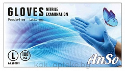 Перчатки нитрил.однораз. голуб. Anso размер L №100