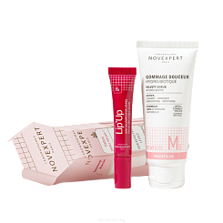 Набор Novexpert Magnesium Бархатистый гидробиотический скраб, 60мл+Бальзам для увеличения объема губ с гиалуроновой кислотой, 8 мл