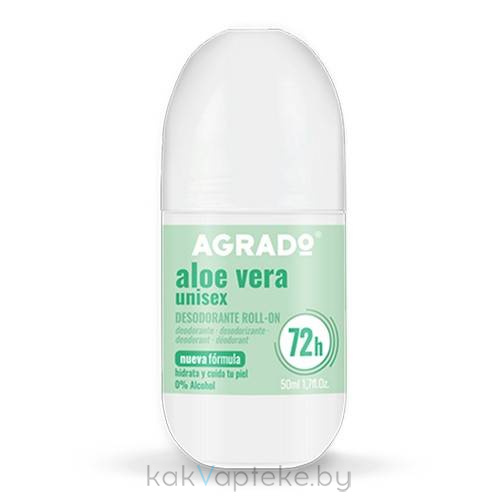 AGRADO Дезодорант-антиперспирант шариковый АЛОЭ ВЕРА унисекс/ Deodorant Antiperspirant Roll-on Aloe Vera Unisex, 50 мл