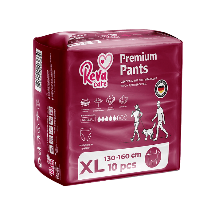 Reva Care Впитывающие трусы для взрослых Reva XL (обхват талии/бедер 130-160 см), 10 шт