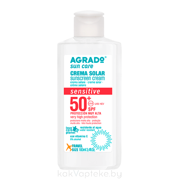 AGRADO Солнцезащитный крем для чувствительной кожи SPF50+ / Sunscreen Cream SPF 50+, 100 мл