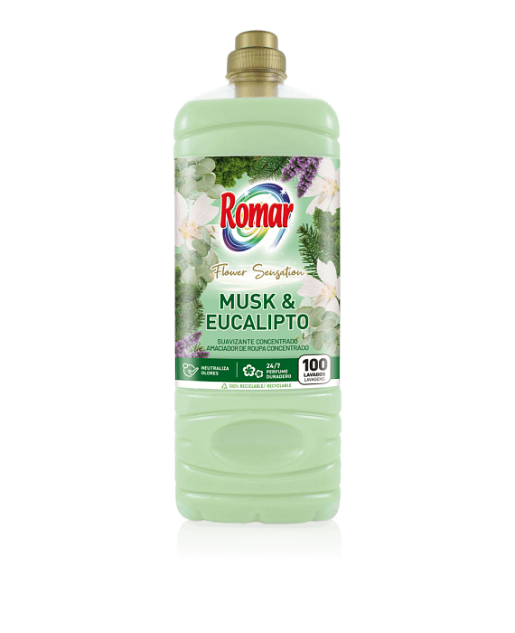ROMAR Концентр.парфюм. кондиционер для белья серия FLOWER SENSATION аромат МУСКУС и ЭВКАЛИПТ, 2л