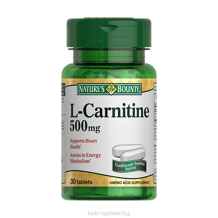 Nature's Bounty L-карнитин 500 мг, БАД таблетки №30