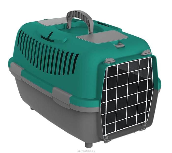 KIRI-KIRI Контейнер для переноски питомца NOMADE LUX 2, мет.дв,55x36x35 см, тём-сер/бирюз, до 8 кг