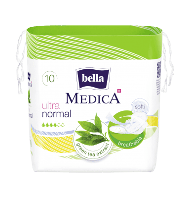 Bella Medica Ультратонкие женские гигиенические впитывающие прокладки с экстрактом зеленого чая (green tea extract): размер Ultra Normal 10шт