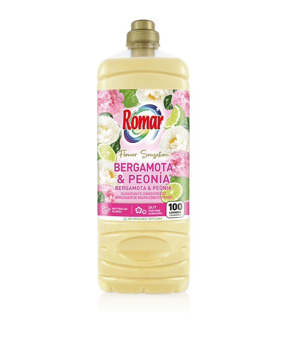ROMAR Концентр. парфюм. кондиционер для белья серия FLOWER SENSATION аромат БЕРГАМОТ и ПИОН, 2л
