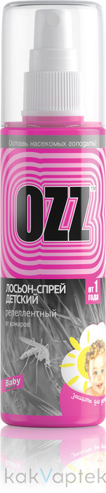 OZZ - BABY от 1 года Лосьон-спрей детский репеллентный 100 мл