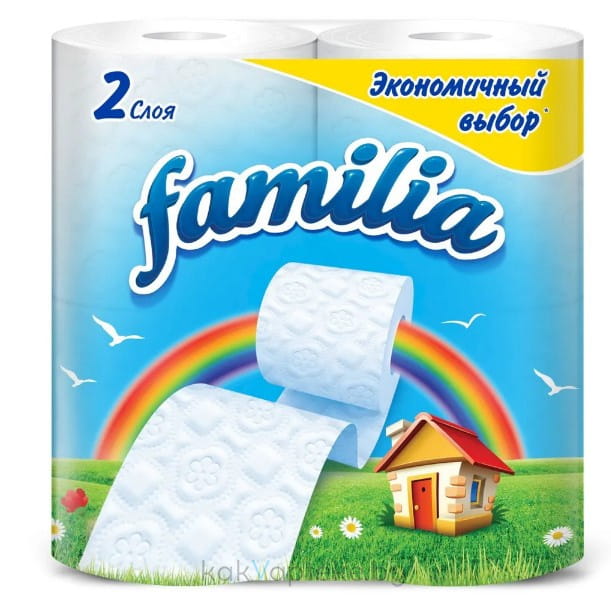 FAMILIA бумага туалетная белая двухслойная Радуга 4шт