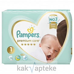 PAMPERS Premium Care Детские одноразовые подгузники (Newborn), 72 шт
