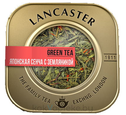 LANCASTER Чай зеленый байховый листовой Сенча с земляникой 75 г, жестебанка