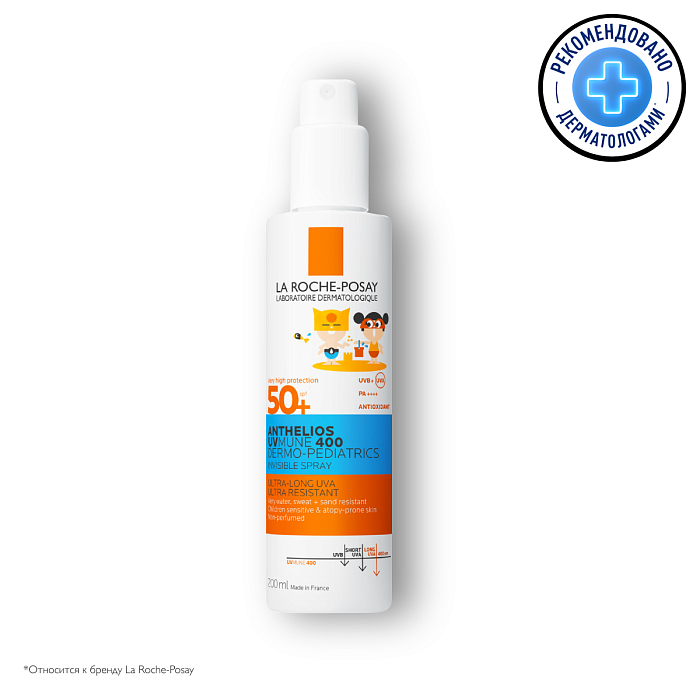 La Roche-Posay ANTHELIOS UVMUNE 400 Dermo-pediatrics Солнцезащитный детский спрей для лица и тела SPF 50+/PPD 27, 200 мл