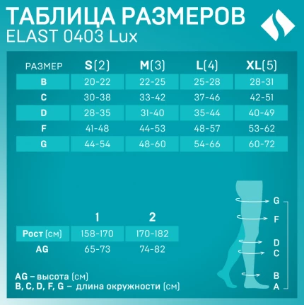 Чулки компрессионные ELAST 0403 LUX без мыска I кк (18-21 mmHg) Черный размер 3 Рост 2