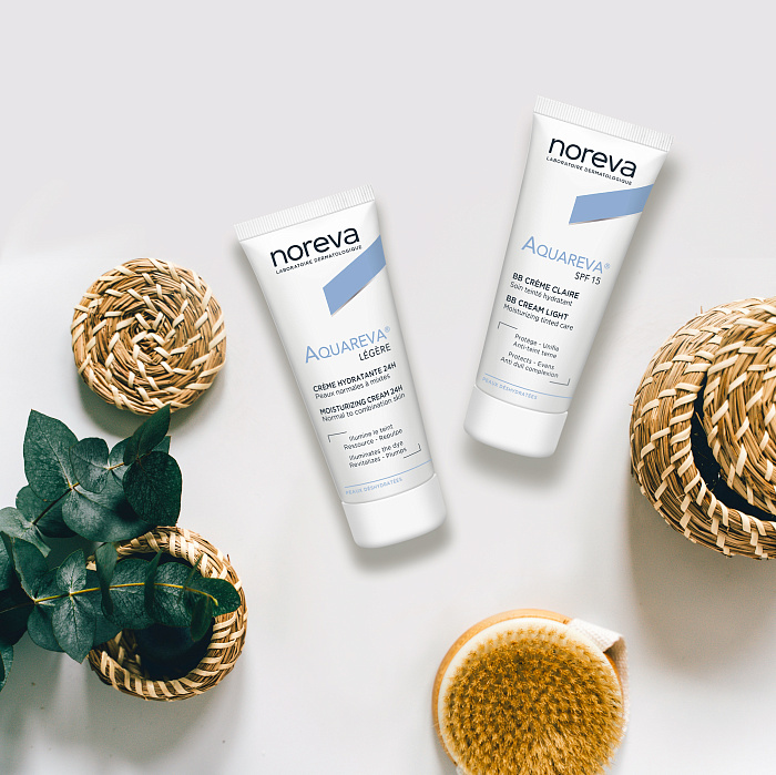 NOREVA АКВАРЕВА Увлажняющий крем для лица 24 ч, легкая текстура, 40 мл