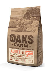 OAK'S FARM Полноценный сбалансированный беззерновой корм для взрослых собак маленьких и миниатюрных пород Salmon + Krill/ Лосось и криль 2кг