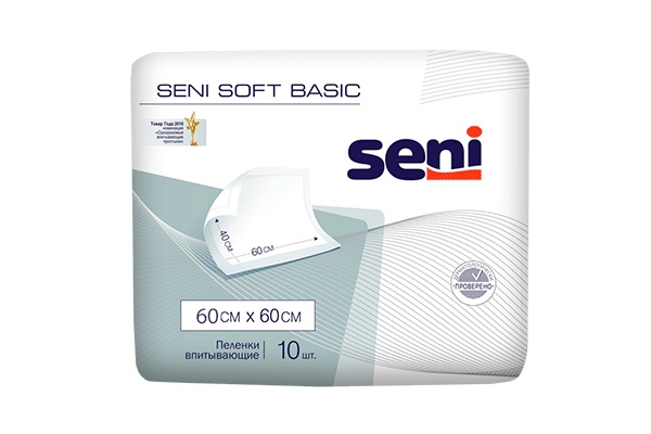 Seni Soft Basic Пеленки одноразовые 60*60 см (впитывающие), 10 шт