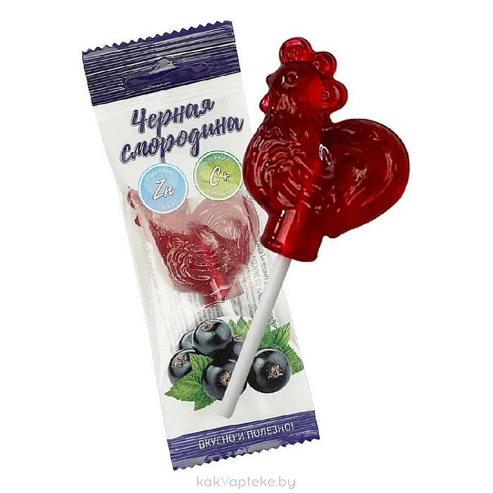 Петушок леденцовая карамель с цинком и витамином С со вкусом черной смородины