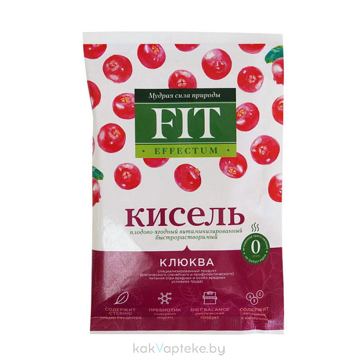 ФитЭффектум Кисель плодово-ягодный витаминизированный быстрорастворимый "Клюква", пакет-саше 30г
