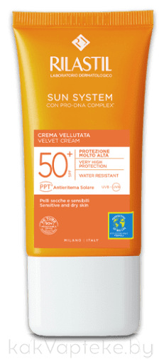Rilastil SUN SYSTEM Бархатистый крем для чувствительной, нормальной и сухой кожи SPF50+, 50 мл